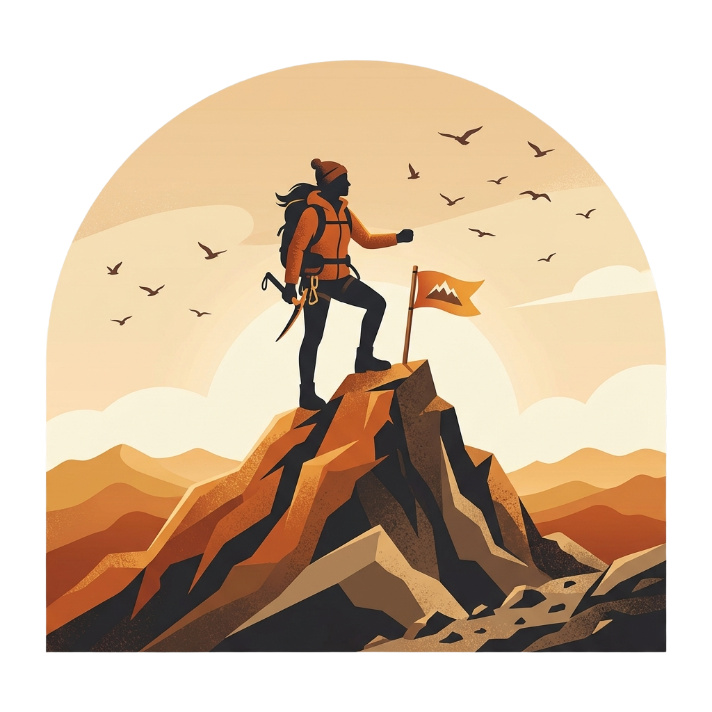 Mountain summit peak climber flag achievement